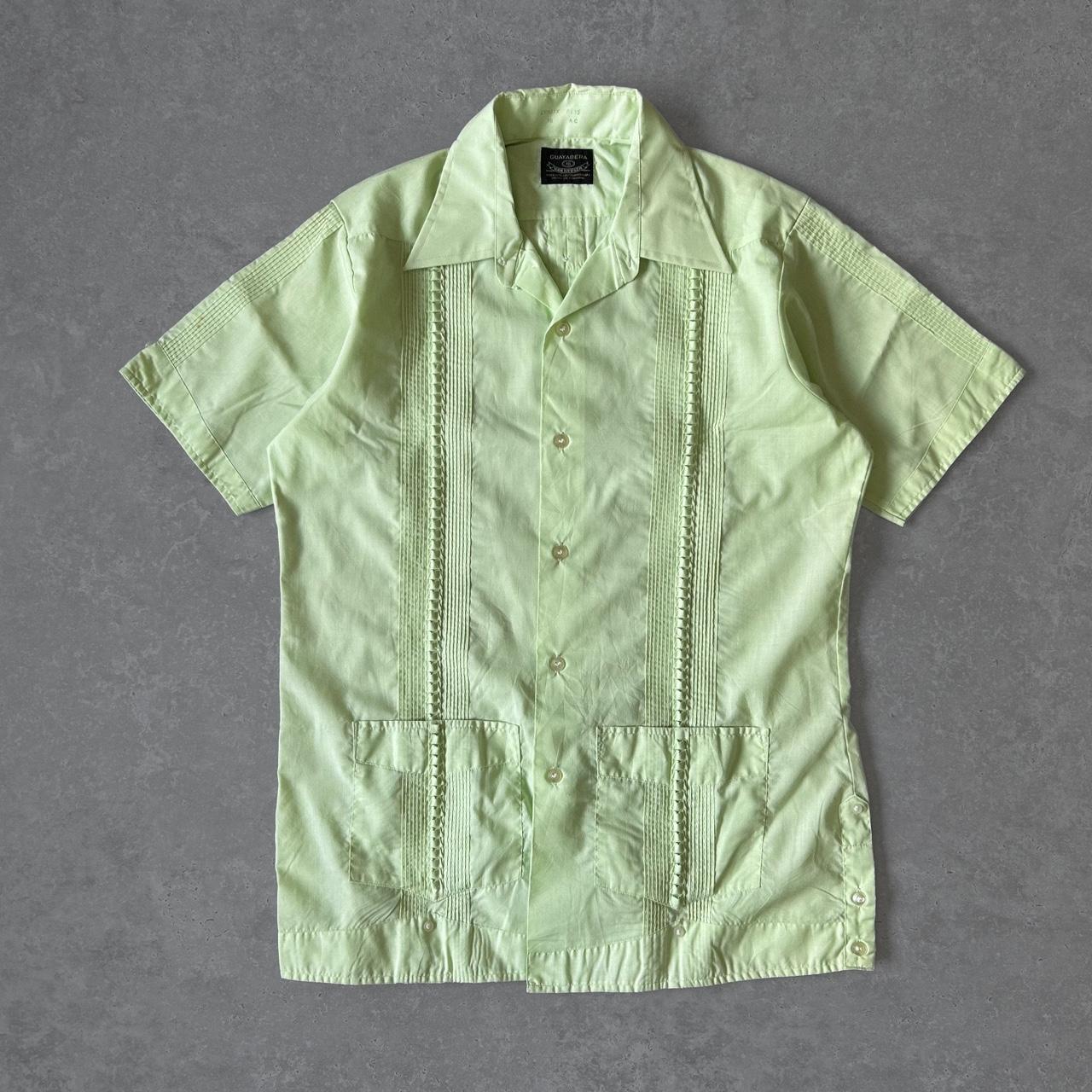 1990s - guayabera lime cuban shirt