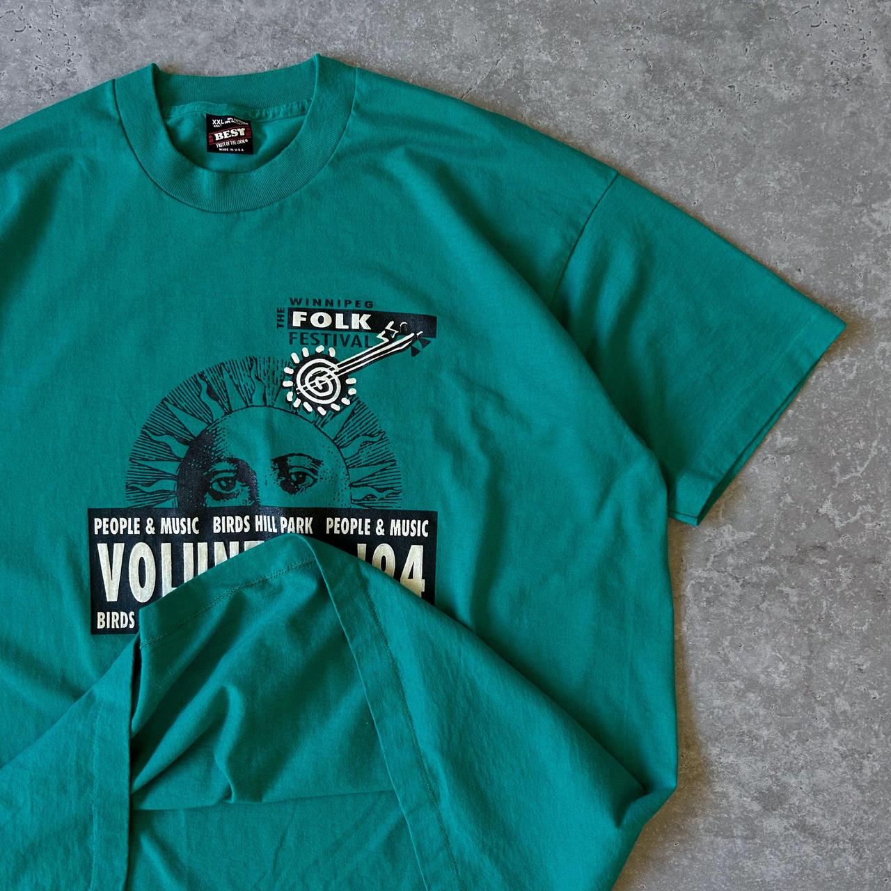 1990s - single stitch boxy 'folk festival' graphic tee