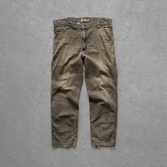 1990s - vintage thrashed brown carhartt carpenter trousers