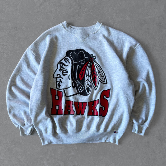 1990s - russell athletic 'hawks' graphic sweatshirt