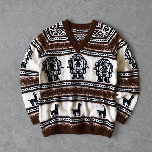 1990s - alphaca wool pattern jumper