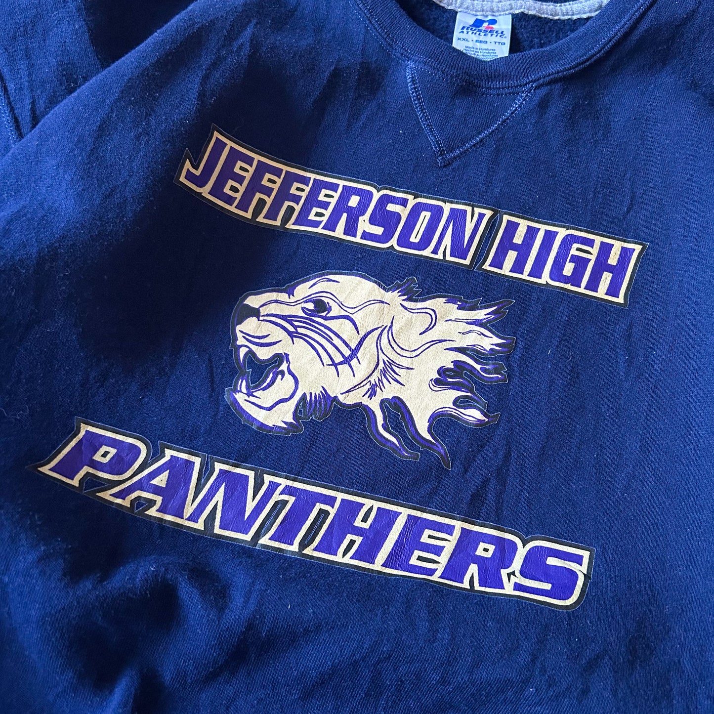 2000s - russell athletic 'jefferson high panthers' sweatshirt