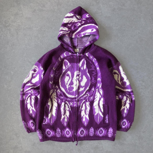 1990s - alphaca wool pattern hoodie