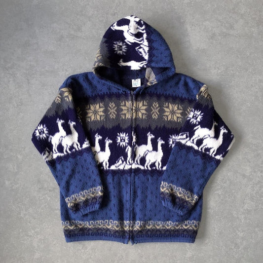 1990s - alphaca wool pattern hoodie